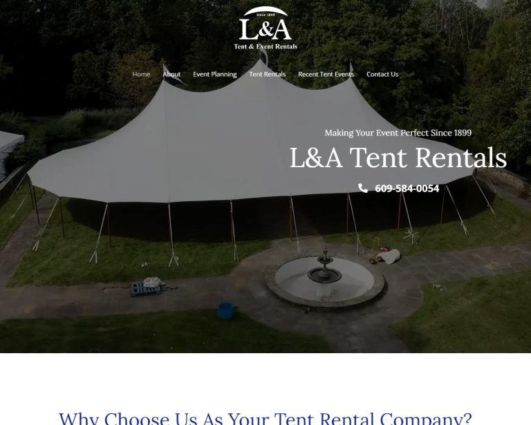 L&A Tent Rentals Website